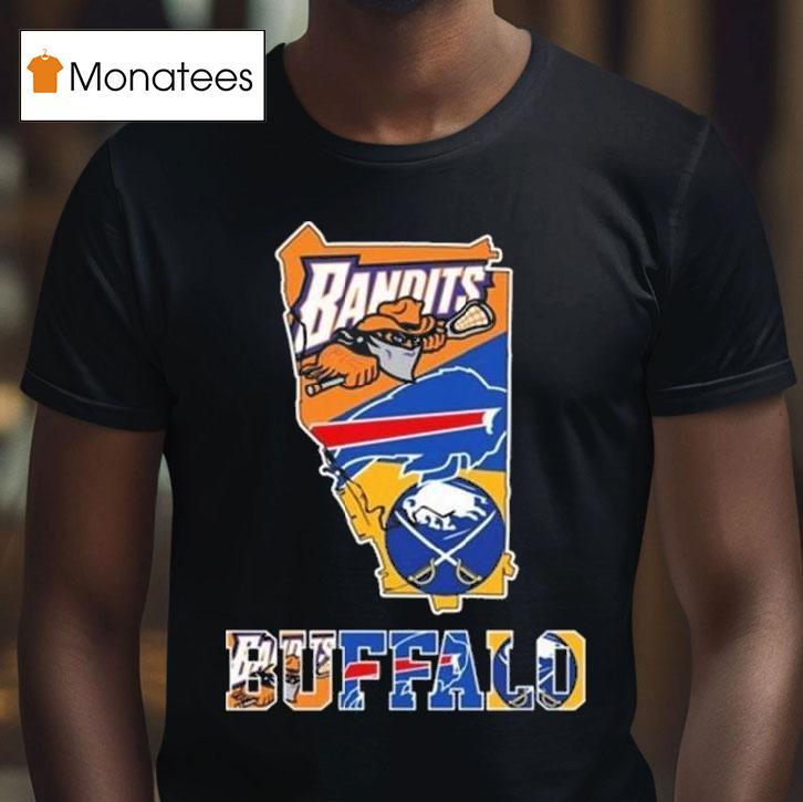 Buffalo Bandits Buffalo Bills And Buffalo Sabres Logo Maps T Shirt Buffalo Bandits Buffalo Bills And Buffalo Sabres Logo Maps T Shirt