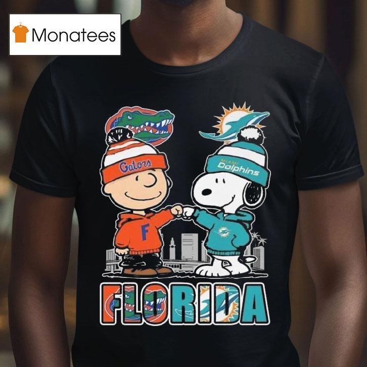 Florida Gators Miami Dolphins Snoopy Merry Peanuts Christmas T Shirt Florida Gators Miami Dolphins Snoopy Merry Peanuts Christmas T Shirt