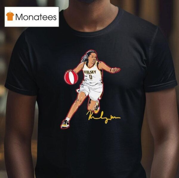 Kelsey Mitchell Superstar Pose Indiana Fever Basketball Signature T Shirt