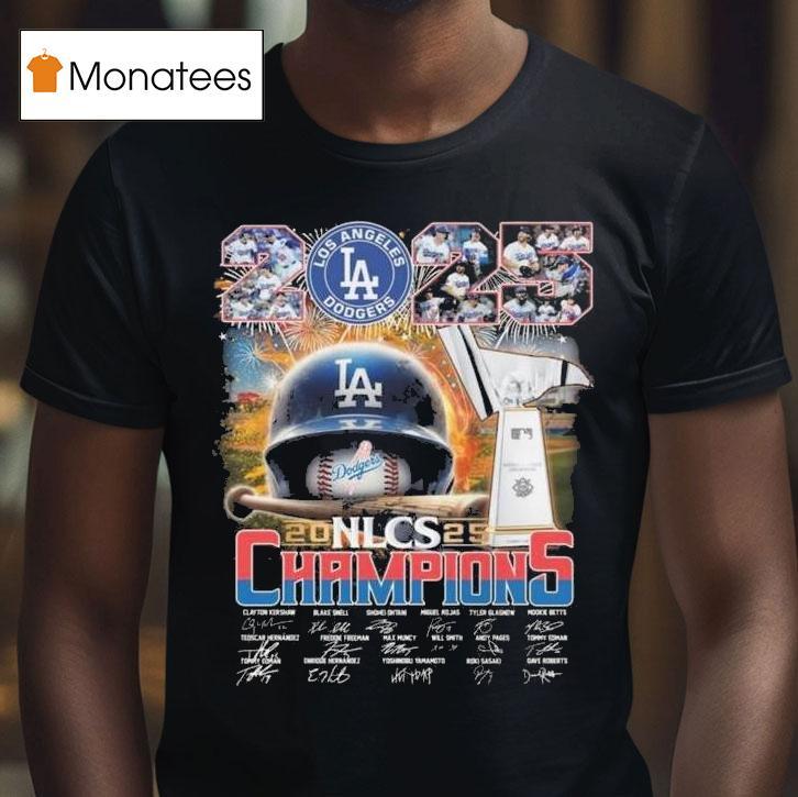 Los Angeles Dodgers Nl Champions Helmets Signatures T Shirt Los Angeles Dodgers Nl Champions Helmets Signatures T Shirt