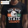 Miami Hurricanes Black Back Back State Champs Helme T Shirt