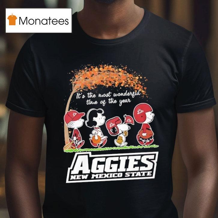 Peanuts Characters Vs New Mexico State Aggies It S The Most Wonderful Time Of The Year T Shirt Peanuts Characters Vs New Mexico State Aggies It S The Most Wonderful Time Of The Year T Shirt