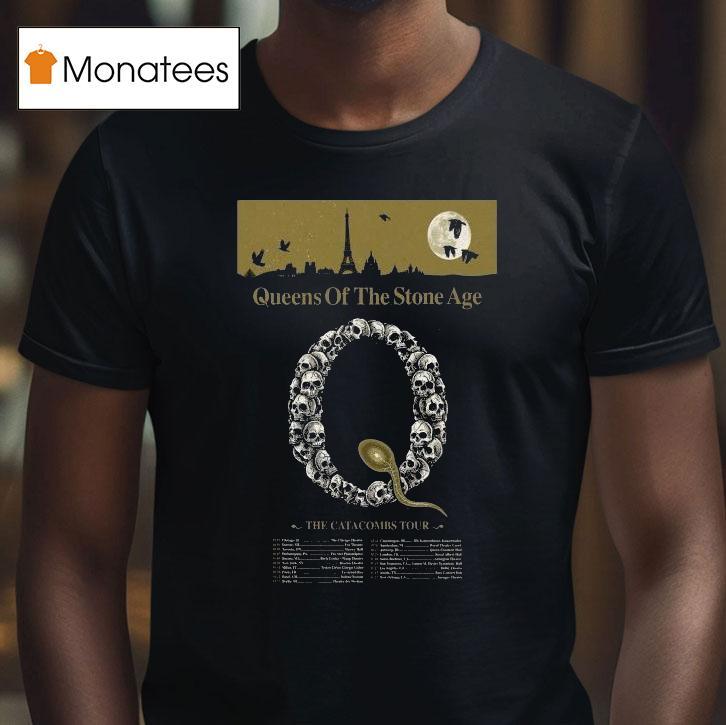 Queens Of The Stone Age The Catacombs Tour Dates Skulls T Shirt Queens Of The Stone Age The Catacombs Tour Dates Skulls T Shirt