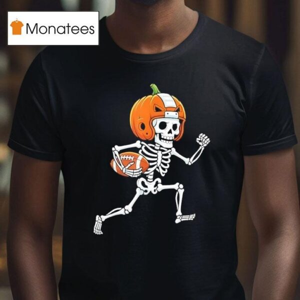 Skeleton American Football Player Spooky Sports T Shirt