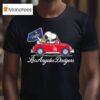 Snoopy And Woodstock Driving Car Los Angeles Dodgers T Shirt