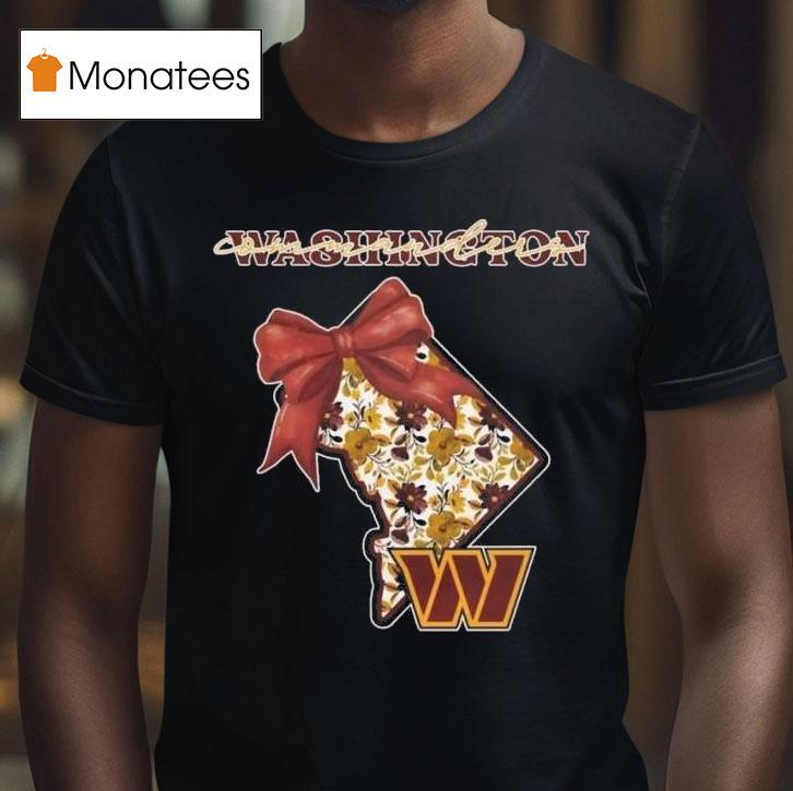Washington Commanders Nfl Cozy State Bow T Shirt Washington Commanders Nfl Cozy State Bow T Shirt