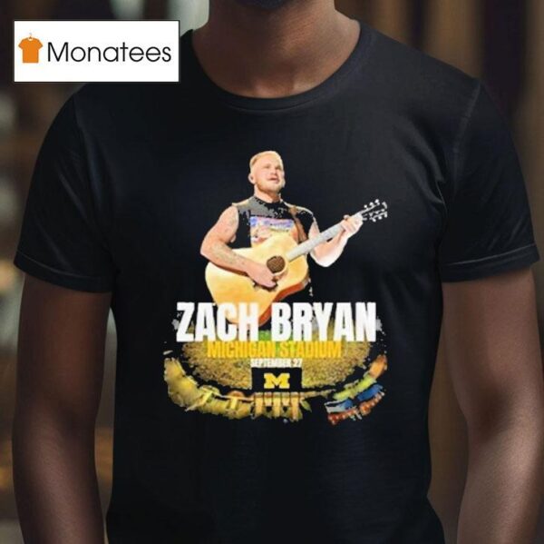 Zach Bryan X Michigan Wolverines The Quittin Time Tour Stadium T Shirt