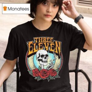 Three Eleven Smoking Skull Rose T Shirt