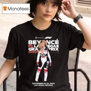 Beyonce X F Racing Suit Leather Plunging Neckline Red Gloves Black Boots Las Vegas Grand Prix T Shirt