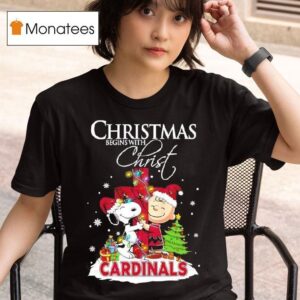 Christmas Begins With Christ Arizona Cardinals X Snoopy And Charlie Brown T Shirt