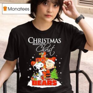 Christmas Begins With Christ Chicago Bears X Snoopy And Charlie Brown T Shirt