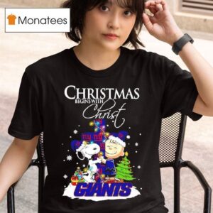 Christmas Begins With Christ New York Giants X Snoopy And Charlie Brown T Shirt