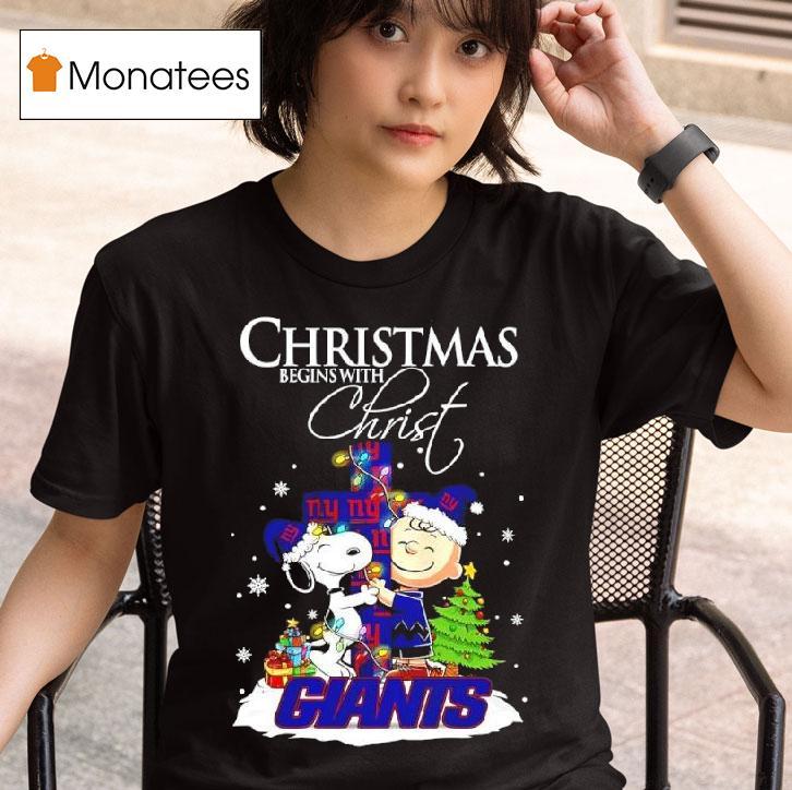 Christmas Begins With Christ New York Giants X Snoopy And Charlie Brown T Shirt
