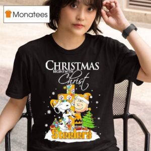 Christmas Begins With Christ Pittsburgh Slers X Snoopy And Charlie Brown T Shirt