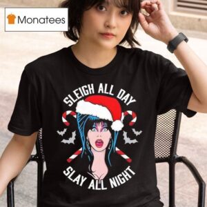 Elvira Sleigh All Day Slay All Night Christmas T Shirt