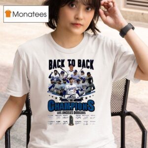 Los Angeles Dodgers World Series Back To Back Champions Signatures T Shirt