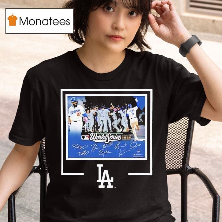 Los Angeles Dodgers Victory Celebration World Series Autographed T Shirt