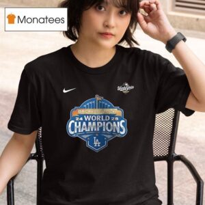 Los Angeles Dodgers World Series Champions Back To Back Logo Sided T Shirt