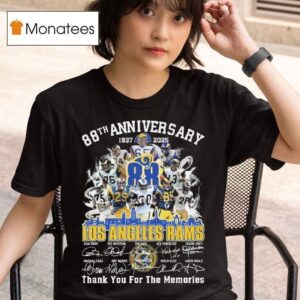 Los Angeles Rams Th Anniversary Players Signatures Thank You For The Memories Skyline T Shirt