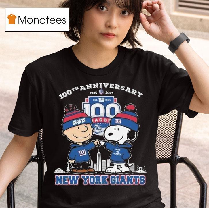 New York Giants Th Anniversary Snoopy And Charlie Brown High Figh T Shirt