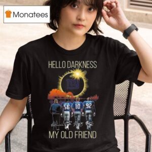 New York Giants Hello Darkness My Old Friend Players Signatures T Shirt