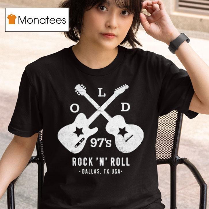 Old S Rock N Roll Dallas Tx Usa Guitar Logo T Shirt