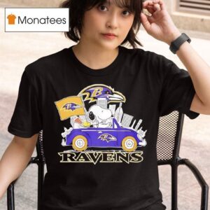 Peanuts X Baltimore Ravens Welcome To The Pound Driving Car T Shirt