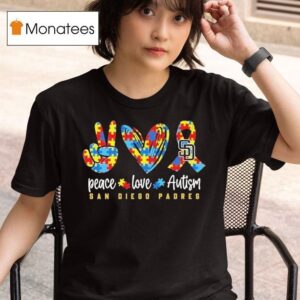 San Diego Padres Peace Love Autism T Shirt