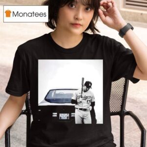 Shohei Ohtani Los Angeles Dodgers Player Standing Vintage Car Photograph T Shirt