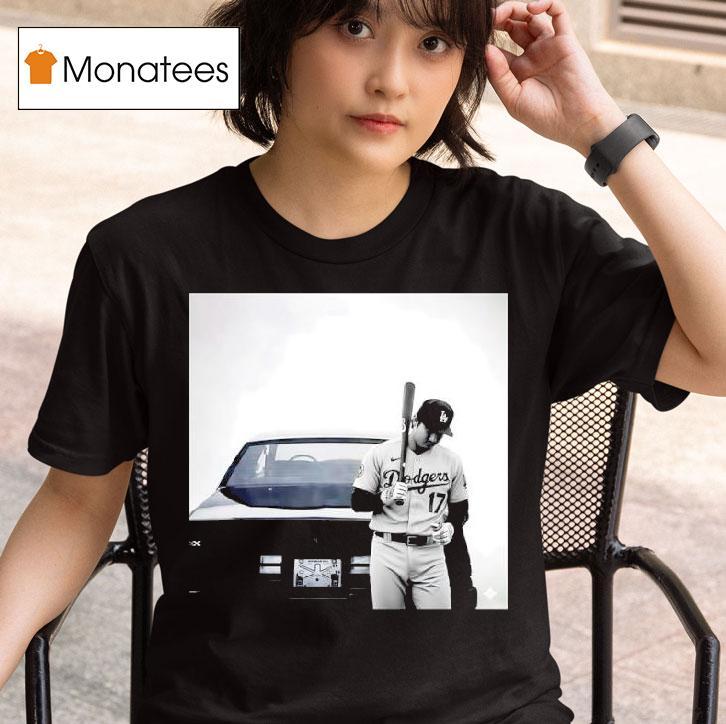 Shohei Ohtani Los Angeles Dodgers Player Standing Vintage Car Photograph T Shirt