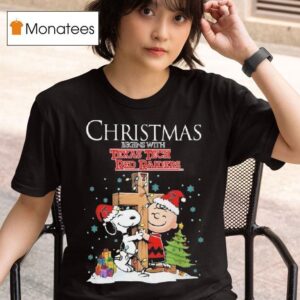 Snoopy And Charlie Brown Christmas Begins With Texas Tech Red Raiders Football T Shirt