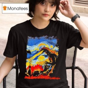 Van Gogh Starry Night Godzilla T Shirt