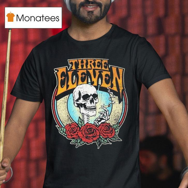 Three Eleven Smoking Skull Rose T Shirt Three Eleven Smoking Skull Rose T Shirt