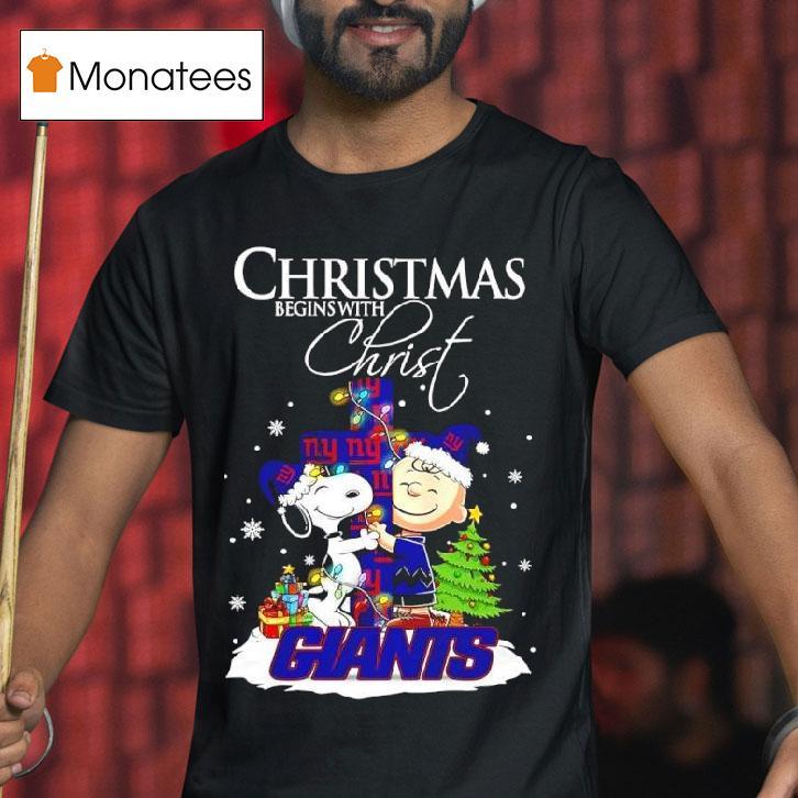 Christmas Begins With Christ New York Giants X Snoopy And Charlie Brown T Shirt Christmas Begins With Christ New York Giants X Snoopy And Charlie Brown T Shirt