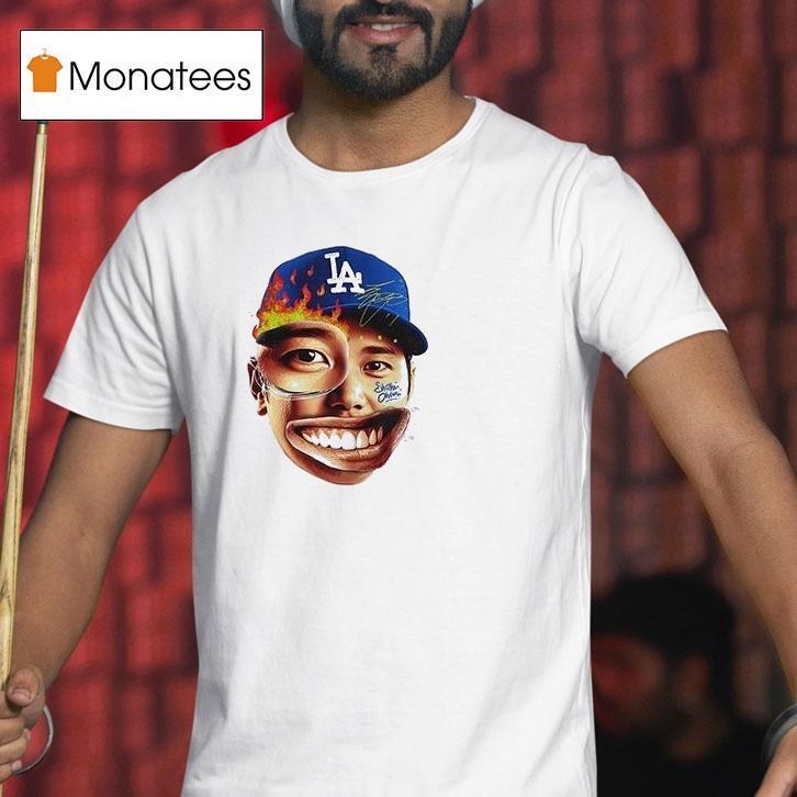 Los Angeles Dodgers Shohei Ohtani World Series Champions Caricature Graphic Signature T Shirt Los Angeles Dodgers Shohei Ohtani World Series Champions Caricature Graphic Signature T Shirt