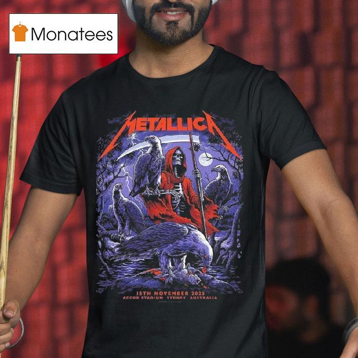 Metallica M Sydney Australia At Accor Stadium On November Skeletal Reaper With Eagles T Shirt Metallica M Sydney Australia At Accor Stadium On November Skeletal Reaper With Eagles T Shirt