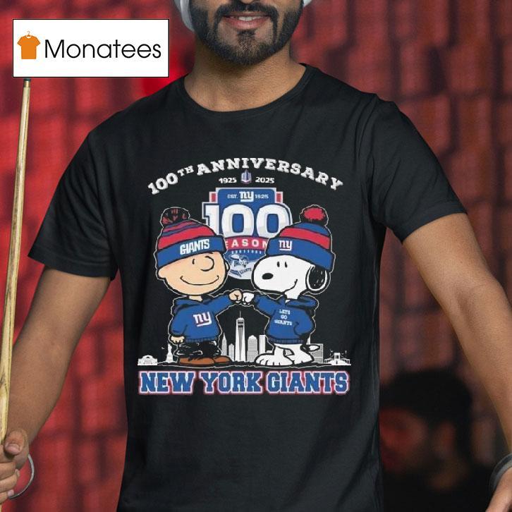 New York Giants Th Anniversary Snoopy And Charlie Brown High Figh T Shirt New York Giants Th Anniversary Snoopy And Charlie Brown High Figh T Shirt