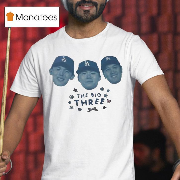 Rki Sasaki Yoshinobu Yamamoto And Shohei Ohtani The Big Three Faces Heads Los Angeles Dodgers World Series Championship T Shirt Rki Sasaki Yoshinobu Yamamoto And Shohei Ohtani The Big Three Faces Heads Los Angeles Dodgers World Series Championship T Shirt