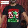 Santa Laughing I Survived Days Of School Christmas Candy Cane Six Seven T Shirt