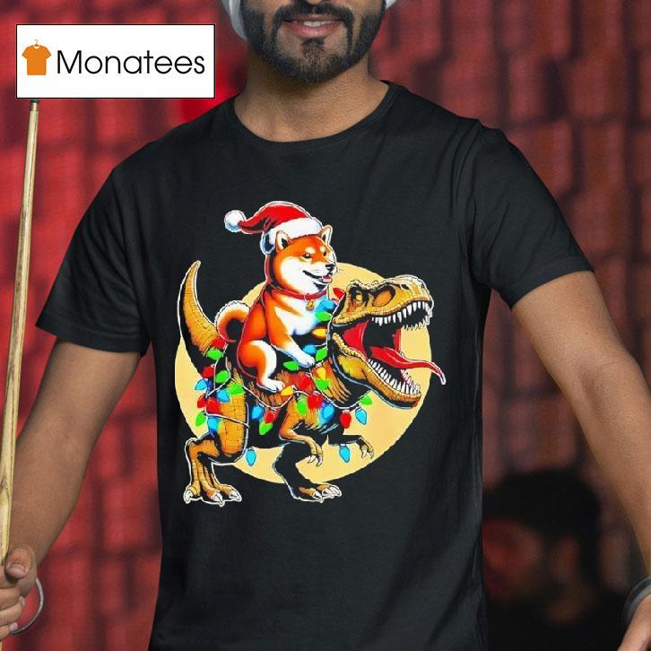 Shiba Inu Riding T Rex Christmas Funny T Shirt Shiba Inu Riding T Rex Christmas Funny T Shirt