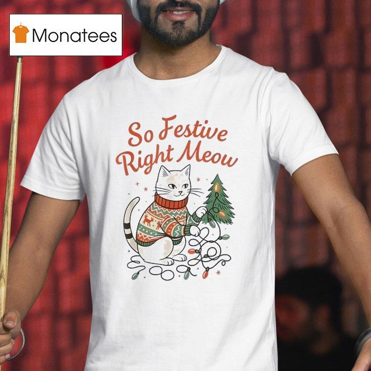 So Festive Right Meow Funny Cat Christmas Santa Holiday T Shirt So Festive Right Meow Funny Cat Christmas Santa Holiday T Shirt