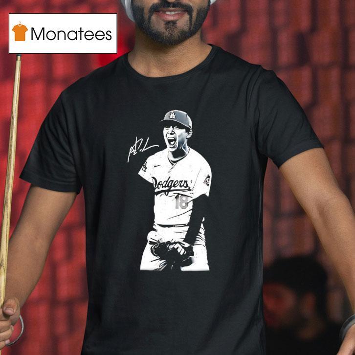 Yoshinobu Yamamoto Los Angeles Dodgers Signature T Shirt Yoshinobu Yamamoto Los Angeles Dodgers Signature T Shirt
