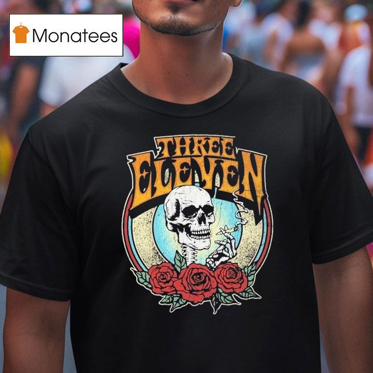 Three Eleven Smoking Skull Rose T Shirt Three Eleven Smoking Skull Rose T Shirt