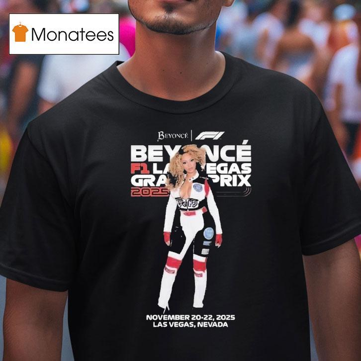 Beyonce X F Racing Suit Leather Plunging Neckline Red Gloves Black Boots Las Vegas Grand Prix T Shirt Beyonce X F Racing Suit Leather Plunging Neckline Red Gloves Black Boots Las Vegas Grand Prix T Shirt
