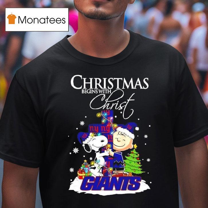 Christmas Begins With Christ New York Giants X Snoopy And Charlie Brown T Shirt Christmas Begins With Christ New York Giants X Snoopy And Charlie Brown T Shirt