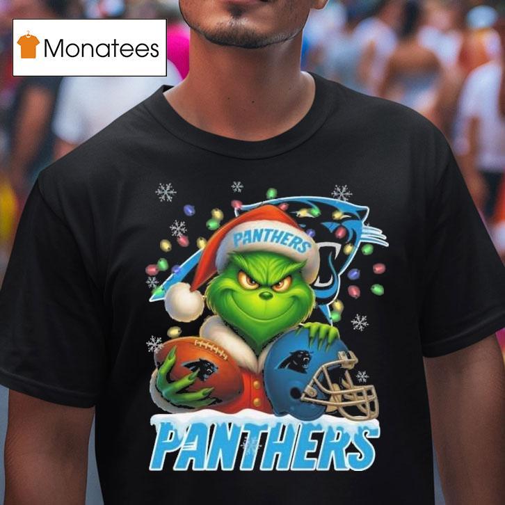 Grinch X Carolina Panthers Ball And Helmet Merry Christmas T Shirt Grinch X Carolina Panthers Ball And Helmet Merry Christmas T Shirt