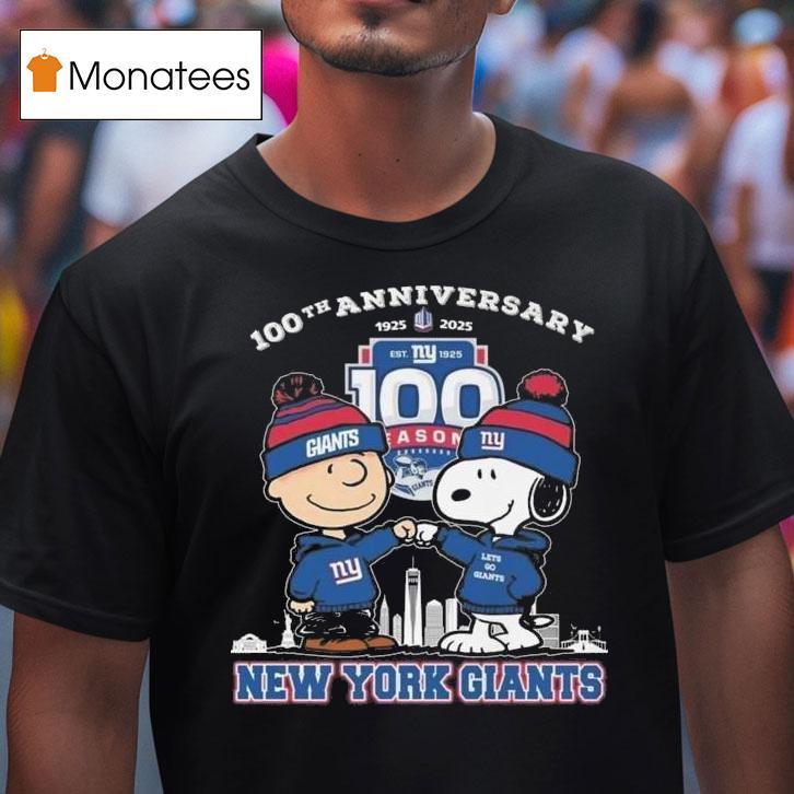 New York Giants Th Anniversary Snoopy And Charlie Brown High Figh T Shirt New York Giants Th Anniversary Snoopy And Charlie Brown High Figh T Shirt