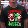 Santa Laughing I Survived Days Of School Christmas Candy Cane Six Seven T Shirt