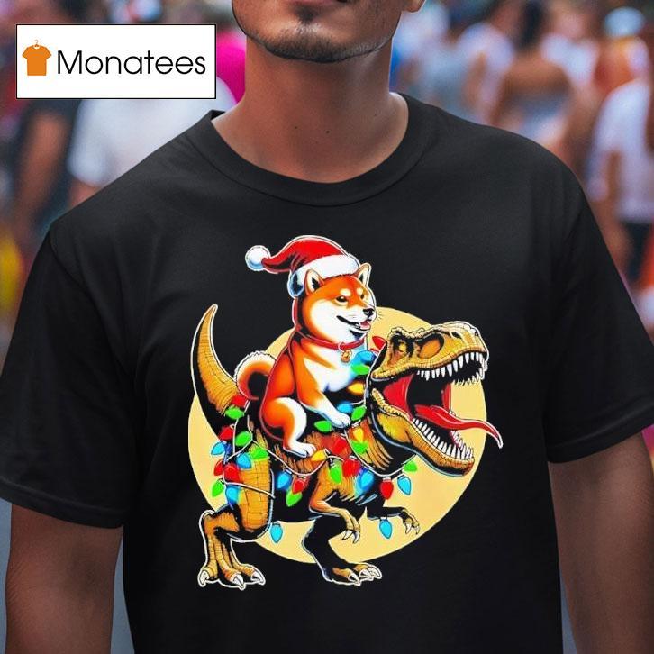 Shiba Inu Riding T Rex Christmas Funny T Shirt Shiba Inu Riding T Rex Christmas Funny T Shirt