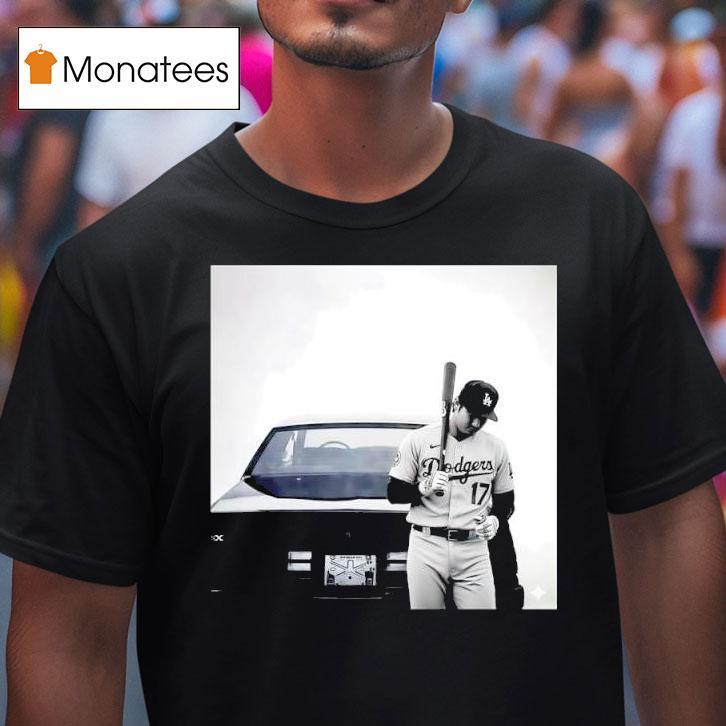 Shohei Ohtani Los Angeles Dodgers Player Standing Vintage Car Photograph T Shirt Shohei Ohtani Los Angeles Dodgers Player Standing Vintage Car Photograph T Shirt